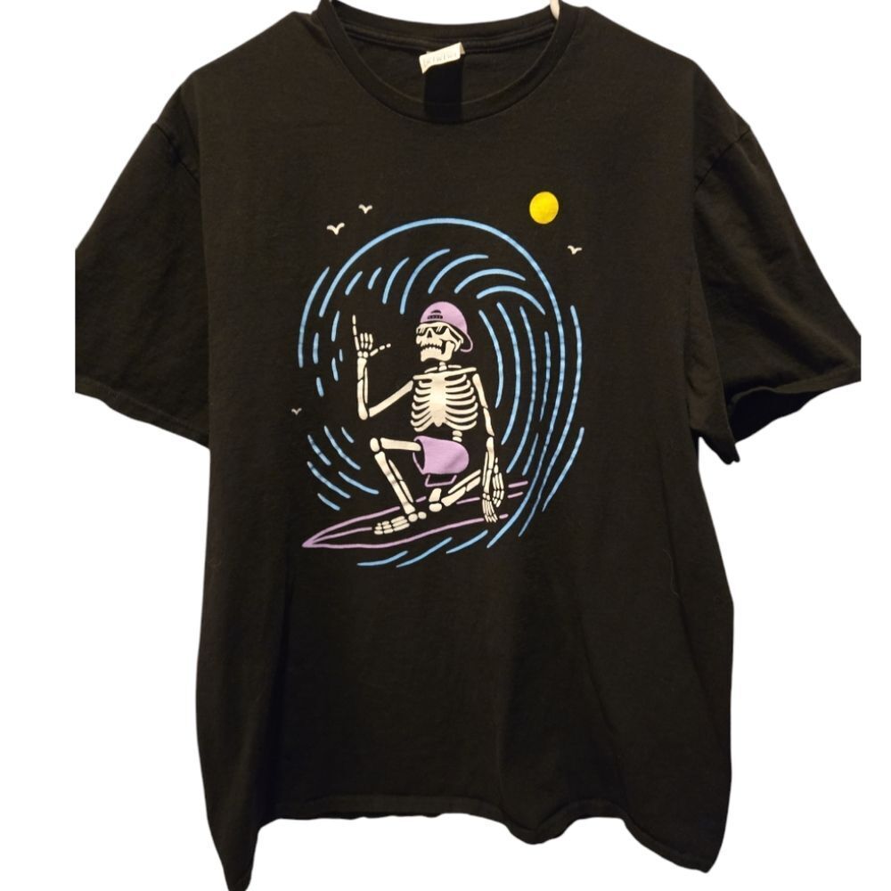 SURF SKELETON T Shirt VINTAGE  Surf or Die dude Size XL
